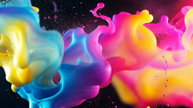 Vibrant Colors Dance: Abstract Photography of CMYK Ink in Motion