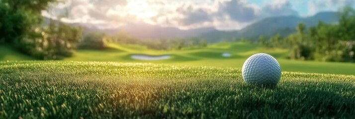 https://s.mj.run/v8OAl03srzs Golf ball in luxury golf sport resort in nature with green grass, panorama. --ar 3:1 --v 6.1 Job ID: 2aa71468-d349-43ba-90f2-a1c77f20301c