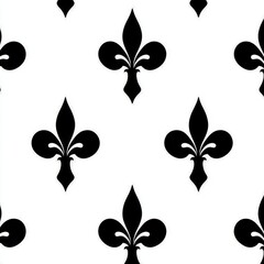 Obraz premium The design features a French Damask background with a black Fleur de lis pattern superimposed on white