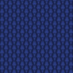 Deep blue damask seamless pattern with elegant baroque floral motifs. Perfect for luxury backgrounds, textiles, wallpaper, and decorative design.