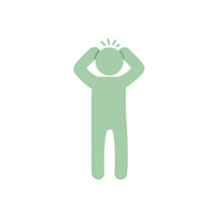 person is holding their head in their hands , looking stressed