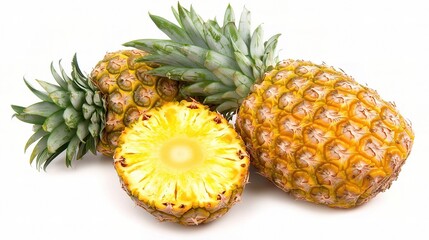 Fresh Sweet Pineapple Isolated on a Bright White Background