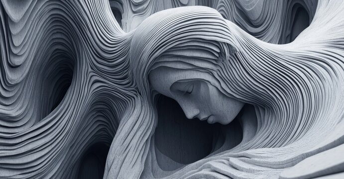 A seamless design featuring geometric grey waves, enhancing light collection. Abstract wave textured background that complements modern minimalistic design. Functions as a modern, exquisite 4K