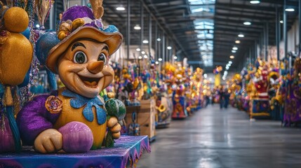 Fototapeta premium Colorful and lively carnival parade with costumed dancers festive balloons characters and filling a bustling urban street Celebratory atmosphere of joy and tradition at a public community event