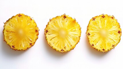 Fresh Pineapple Slices Isolated on White Background for Cooking Use