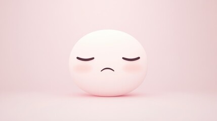 A minimalist emoji design featuring a slightly downturned mouth and tender eyes, with soft pink hues fading into white, capturing the essence of mild sadness or reflection.