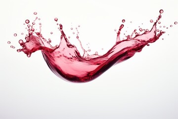 Red liquid creates dynamic splashes against a clean background, illustrating movement and elegance in liquid form
