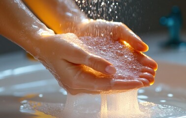 Fototapeta premium Washing Hands for Hygiene Protection Awareness - Asian Student Boy at Outdoor Activity