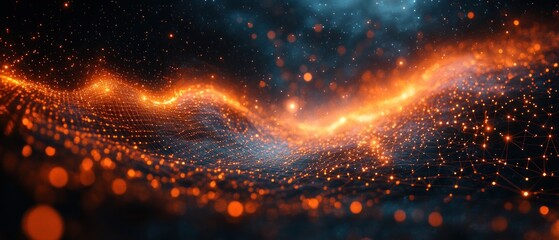 Fototapeta premium Futuristic Digital Network Visualization with Business Silhouettes and Social Media Icons