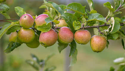Apple orchard. Ripe red apples in garden. Red apples on a branch. Apple orchard for background. Apple tree.