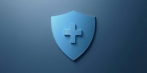 Obraz premium Protective shield symbolizing health and care in a minimalistic blue design.