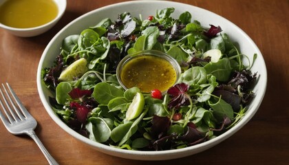 Vibrant Mixed Greens Salad with Zesty Dressing