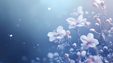 Delicate Frost Covered Blossoms Winter Scene