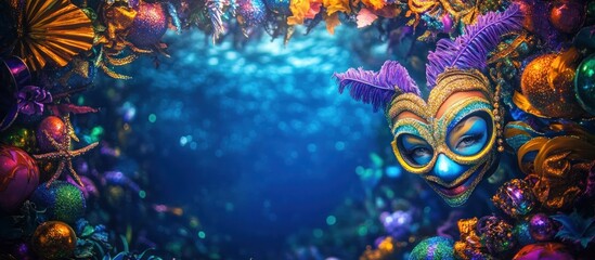 Fototapeta premium Stunning vibrant and surreal underwater fantasy landscape featuring a lush coral reef teeming with colorful marine life and whimsical elements