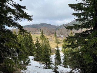 The last remnants of spring snow after a long and harsh mountain winter - Northern Velebit National...