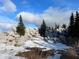 The last remnants of spring snow after a long and harsh mountain winter - Northern Velebit National...