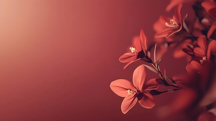 Naklejka premium Delicate Red Flowers Against A Deep Red Background