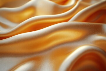Fototapeta premium Golden Silk Fabric Smooth Texture Luxury Background with Flowing Waves Stylish Design Elegant Textile for Awards Birthdays Weddings