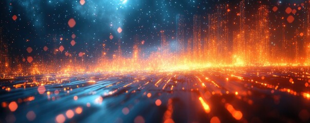 Futuristic Digital Background for Technology Processes Artificial Intelligence Data Transfer Encryption Neural Networks Cyberpunk Graphic Resources