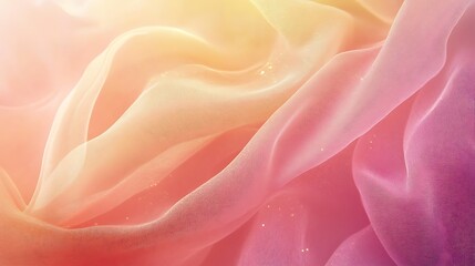 Obraz premium Soft Peach Pink Sheer Fabric Draped Abstract Background