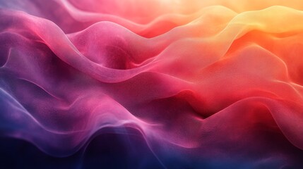 Fototapeta premium Abstract Fluid Fabric Waves in Gradient of Purple Red and Orange Colors