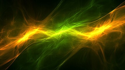 Abstract Green and Yellow Energy Flowing Waves