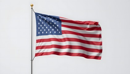 United States flag blowing in the wind on a flagpole