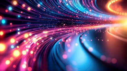 Naklejka premium Abstract Colorful Light Trails: A Vibrant Cosmic Journey