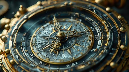 Obraz premium Ornate Antique Compass Detailed Closeup View