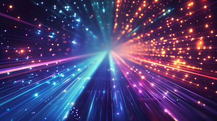Fototapeta premium Futuristic Abstract Illustration of Colorful Light Trails and Digital Data Streams