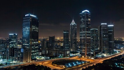 Obraz premium Shanghai city buildings night scenery 