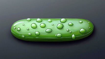 Closeup of a Fresh Green Cucumber with Water Drops