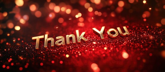 Gold Thank You Red Glitter Background