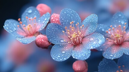 Close-up of flowers with droplets on petals.