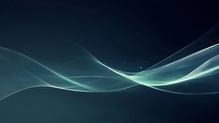 Naklejka premium Abstract Teal Wave Lines Dark Background Design