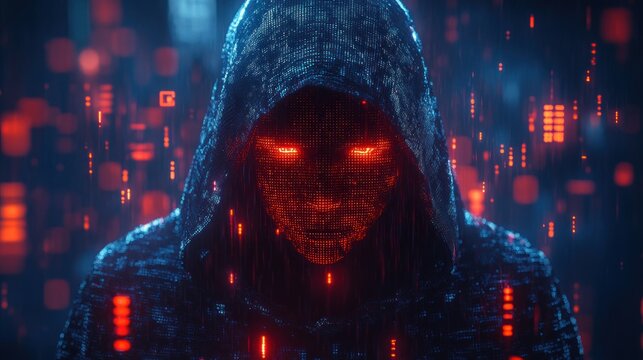 Hacker Cybercrime Illustration with QR Code, Digital Security and Protection Concepts, Abstract Vector Art - Powered by Adobe