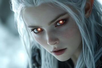 Fair Haired Elf Girl With Glowing Eyes