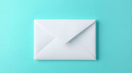 A plain white envelope is centered against a bright blue background, highlighting its clean design and readiness for mailing letters