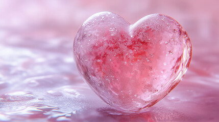 Fototapeta premium Pink magic heart covered in frost