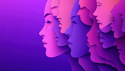 International Women's Day Multicultural Silhouettes Empowerment Feminism Sisterhood Celebration Illustration