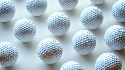 Fototapeta premium Golf Ball Texture: Close-up of White Golf Balls on a White Background
