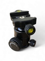 Professional ball head tripod with black color isolated on white background