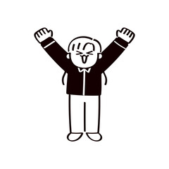 万歳して喜ぶ子供のイラスト