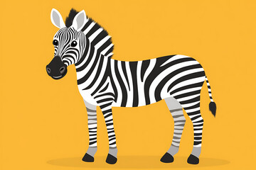 Fototapeta premium Cartoon zebra with a vibrant yellow background.