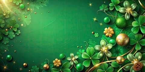 Naklejka premium Elegant St. Patrick's Day Background with Blank Space for Text Overlay, Perfect for Celebrations, Greetings, and Promotions, Featuring Green Accents and Festive Elements