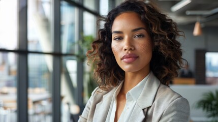Confident Businesswoman in Modern Office Setting