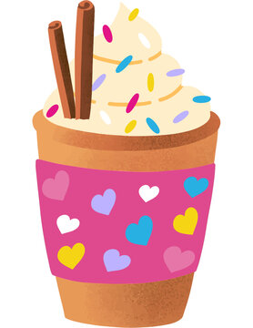 Valentines Day Theme Coffee With Colorful Sprinkles