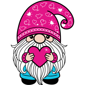 Valentine Gnome Holding A Heart