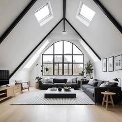 Modern Loft Apartment Living Room Design With Large Window
