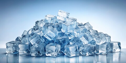 Obraz premium Ice Cubes on White Background - Crushed Ice in Architectural Photography Style for Food and Beverage Themes